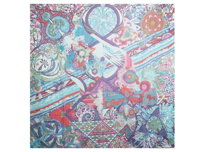 Hermès Hermes Silk Large Scarf Multiple colors Light blue - view 2