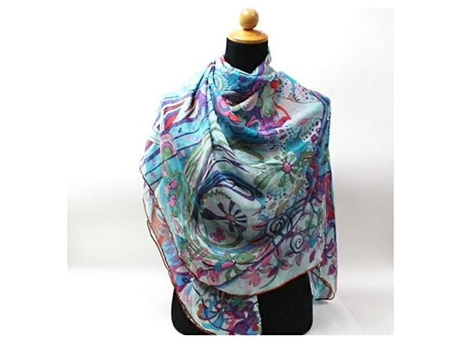 Hermès Hermes Silk Large Scarf Multiple colors Light blue - view 3