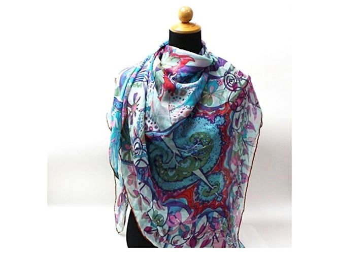 Hermès Hermes Silk Large Scarf Multiple colors Light blue - view 5
