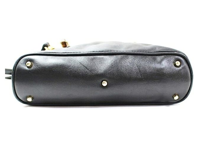 Borsa a spalla Gucci Bamboo Marrone Nero - vista 5