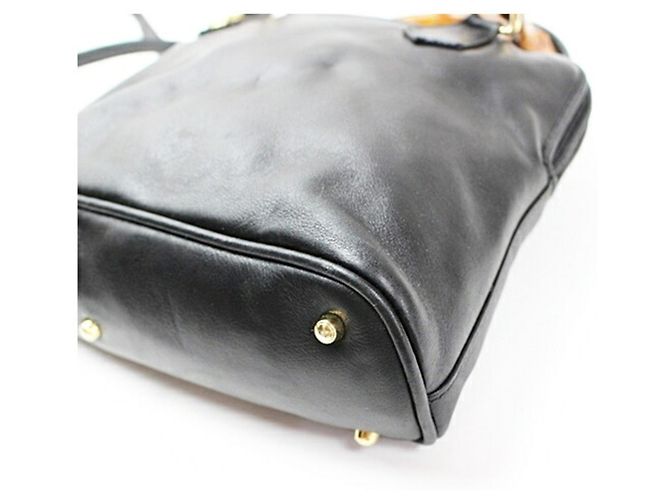 Borsa a spalla Gucci Bamboo Marrone Nero - vista 6