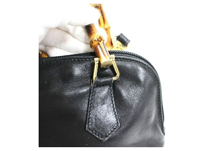 Borsa a spalla Gucci Bamboo Marrone Nero - vista 8