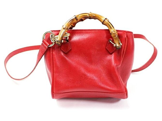 Borsa a tracolla Gucci Bamboo Rosso Crudo - vista 3