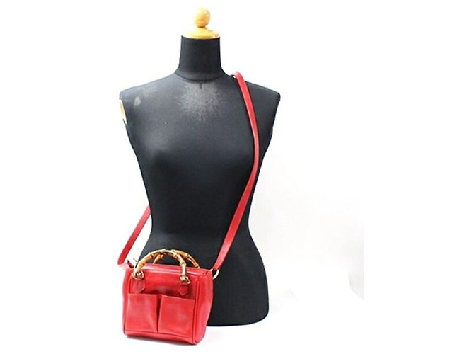 Borsa a tracolla Gucci Bamboo Rosso Crudo - vista 4