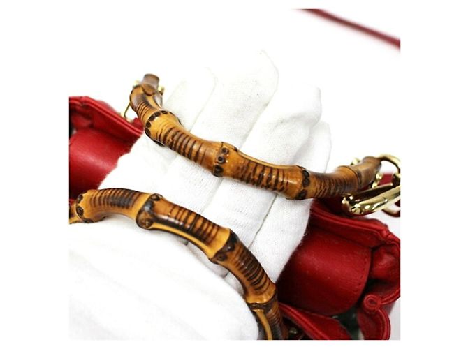 Borsa a tracolla Gucci Bamboo Rosso Crudo - vista 9