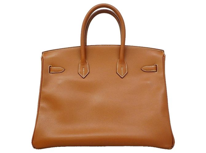 Hermès Borsa Hermes Birkin 35 in pelle Courchevel Gold D'oro - vista 16