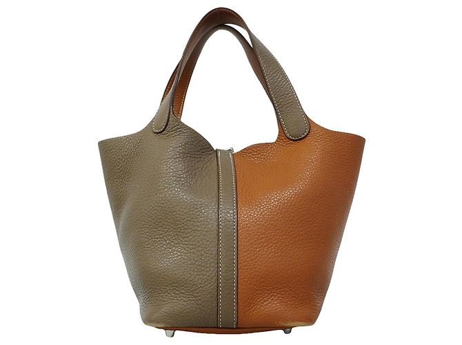 Hermès Bolso Hermes Picotin Lock Casaque PM Dorado Gris pardo - vista 11