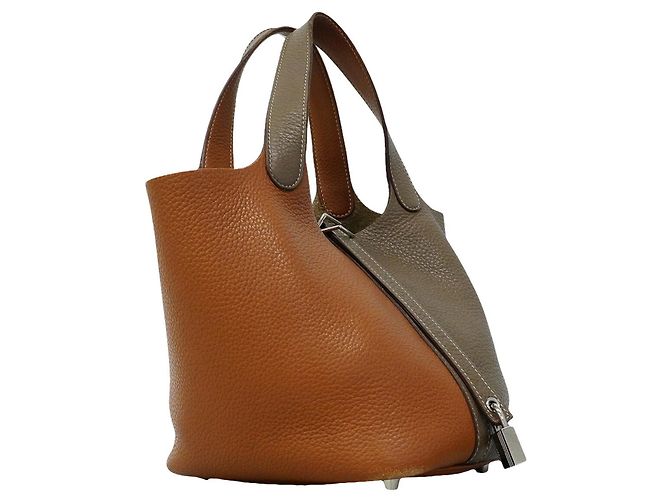 Hermès Bolso Hermes Picotin Lock Casaque PM Dorado Gris pardo - vista 2