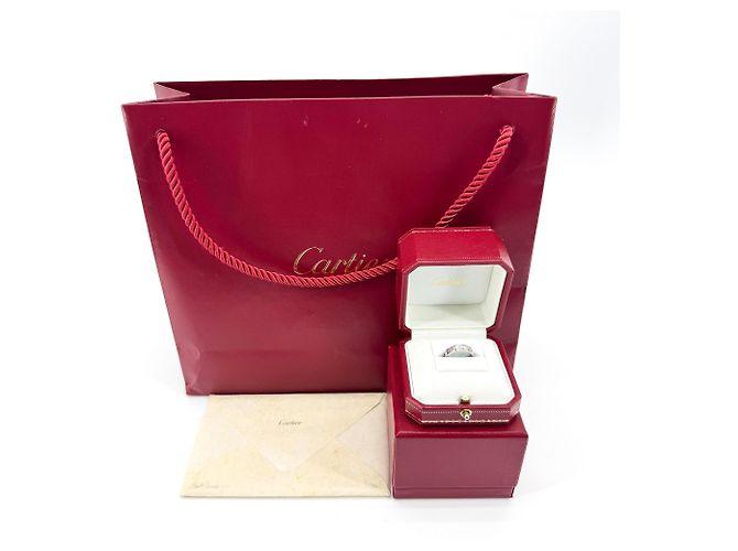 Anel Cartier Love 3 Diamantes Ouro Branco 18K com Diamante Prata - vista 2