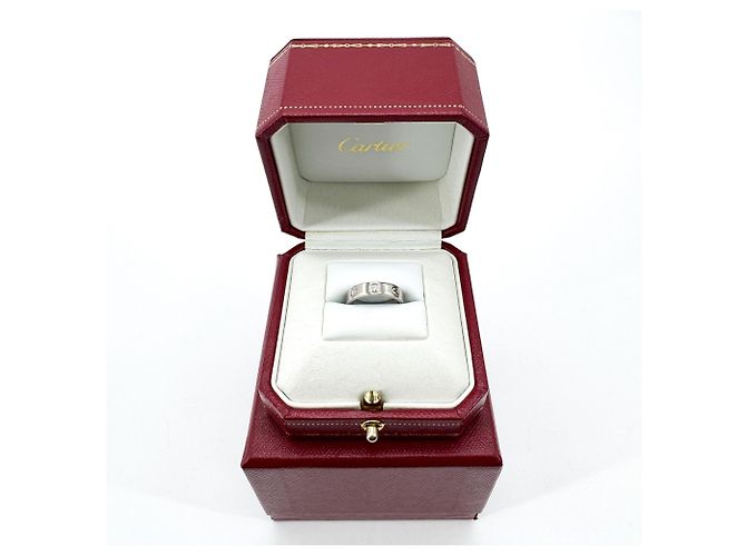 Anel Cartier Love 3 Diamantes Ouro Branco 18K com Diamante Prata - vista 3