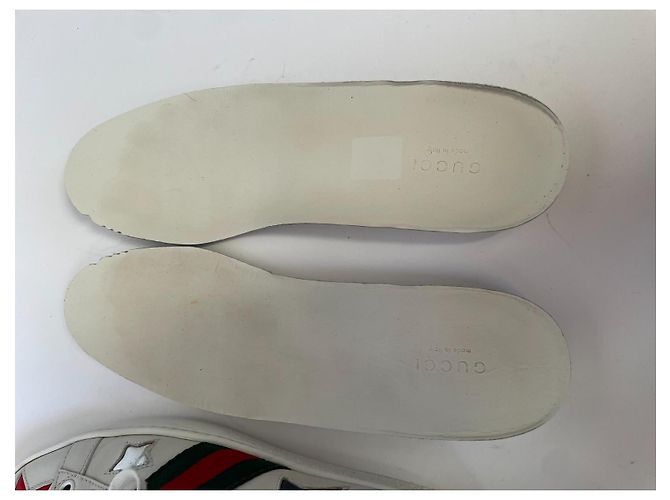 Gucci Ace Star Leder-Sneaker Silber Weiß Rot Blau Golden Grün - Ansicht 11