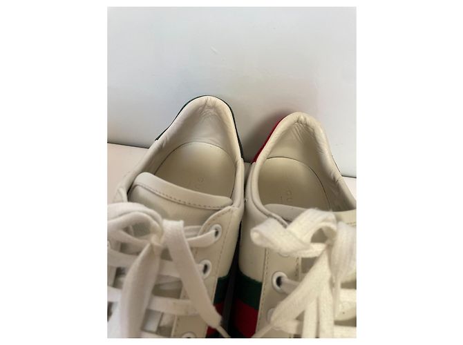 Gucci Ace Star Leder-Sneaker Silber Weiß Rot Blau Golden Grün - Ansicht 5