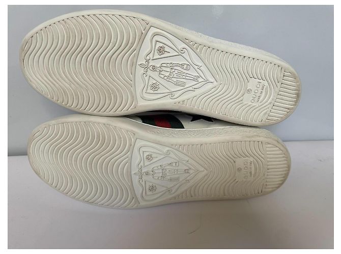 Gucci Ace Star Leder-Sneaker Silber Weiß Rot Blau Golden Grün - Ansicht 8