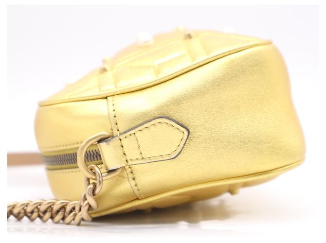 Gucci Pearly GG Marmont Embellished Matelasse Leather Small D'oro - vista 3