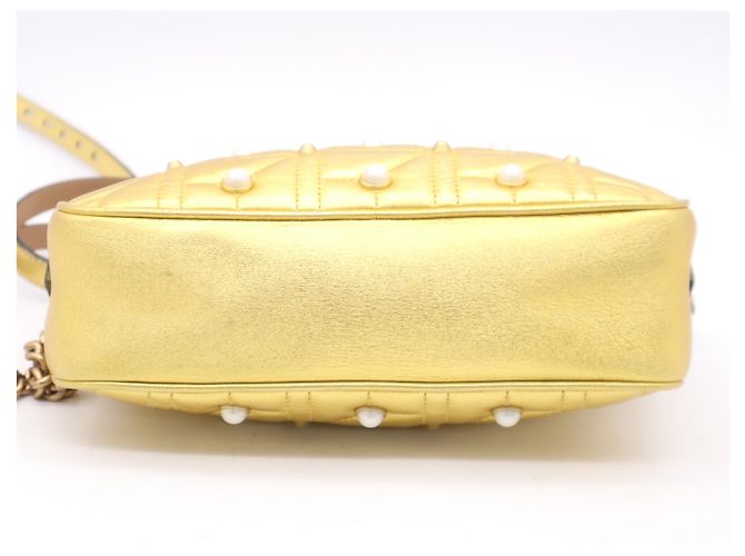 Gucci Pearly GG Marmont Embellished Matelasse Leather Small D'oro - vista 4