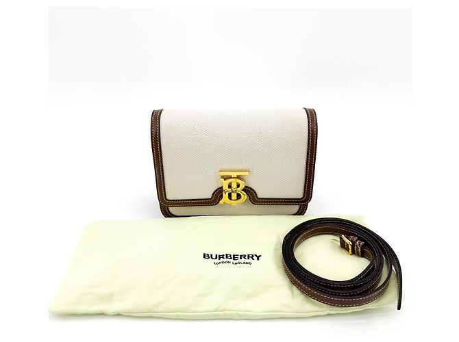 Borsa a tracolla Burberry TB in tela e pelle Marrone - vista 2