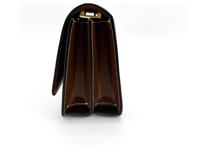 Borsa a tracolla Burberry TB in tela e pelle Marrone - vista 3