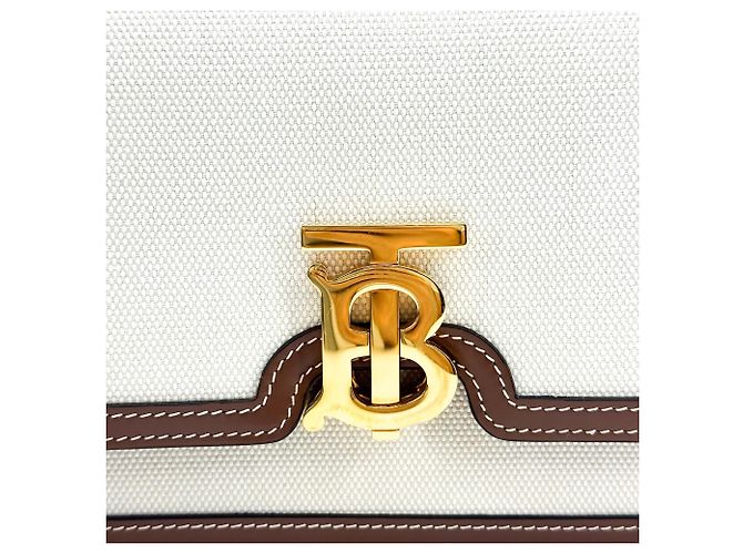 Borsa a tracolla Burberry TB in tela e pelle Marrone - vista 6