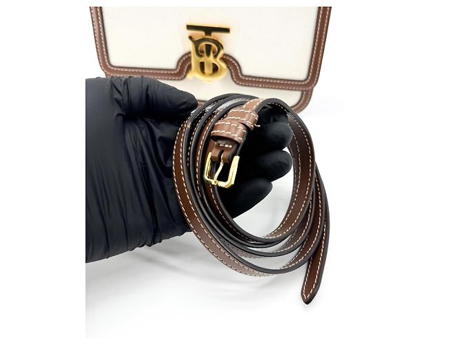 Borsa a tracolla Burberry TB in tela e pelle Marrone - vista 7