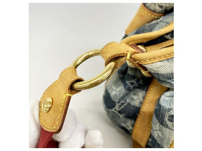 Borsa a tracolla Louis Vuitton Monogram Denim Porte et Polraye MM Blu - vista 12
