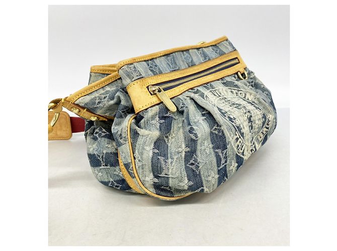 Borsa a tracolla Louis Vuitton Monogram Denim Porte et Polraye MM Blu - vista 2