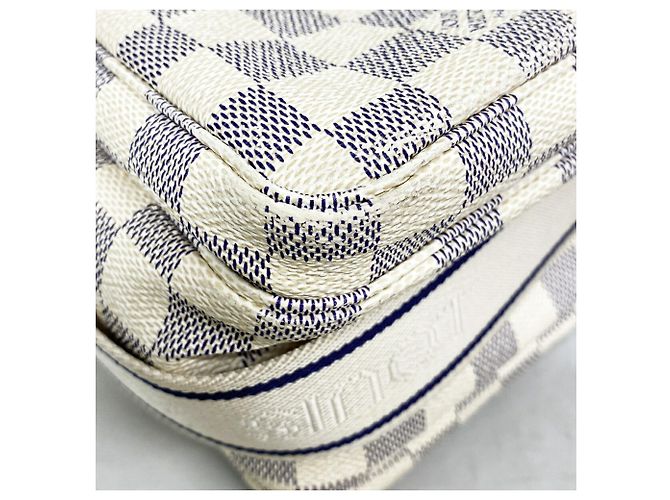 Borsa a tracolla Louis Vuitton Damier Azur Naviglio Bianco - vista 6