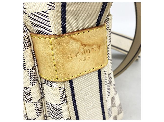 Borsa a tracolla Louis Vuitton Damier Azur Naviglio Bianco - vista 7