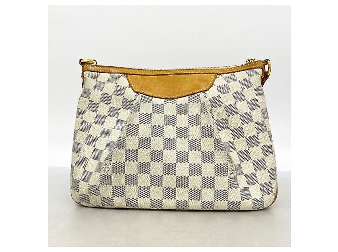 Borsa a tracolla Louis Vuitton Damier Azur Siracusa PM Bianco - vista 12
