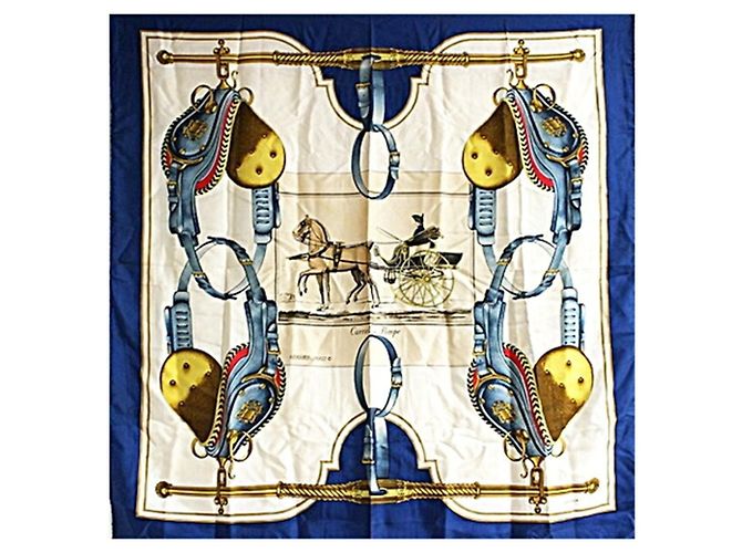Hermès Hermes Seidentuch Carrick a Pompe Blau Beige - Ansicht 2
