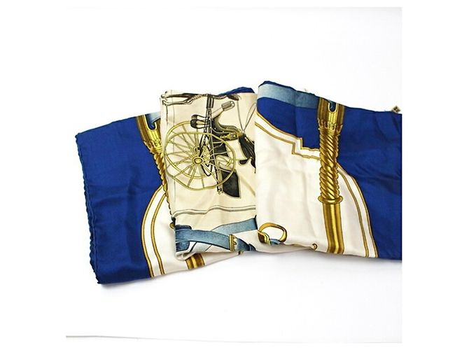 Hermès Hermes Seidentuch Carrick a Pompe Blau Beige - Ansicht 9