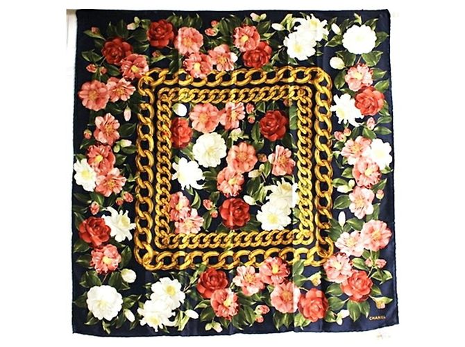 Chanel Seidentuch in Multicolour und Navy Mehrfarben Marineblau - Ansicht 2