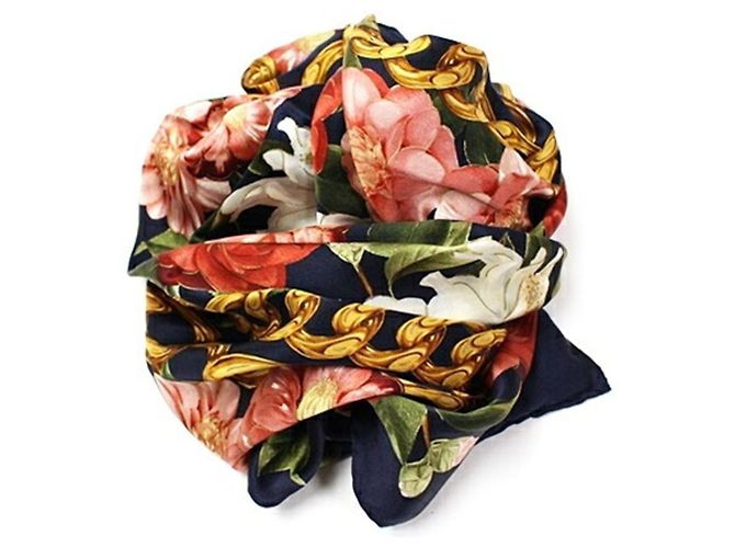 Chanel Seidentuch in Multicolour und Navy Mehrfarben Marineblau - Ansicht 7