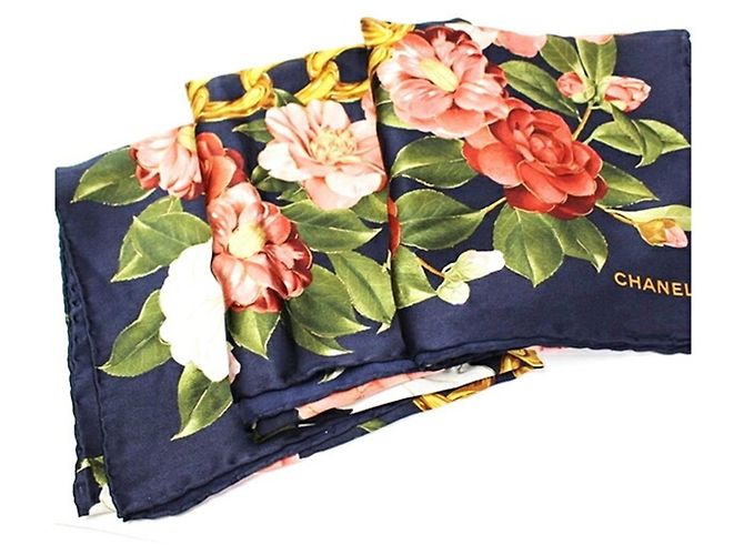 Chanel Seidentuch in Multicolour und Navy Mehrfarben Marineblau - Ansicht 8