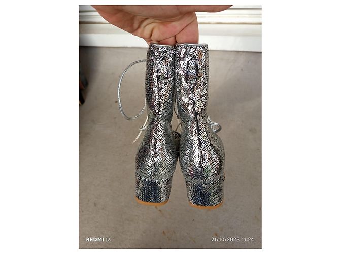 Chiara Ferragni silberne Glitzer-Stiefeletten - Ansicht 10