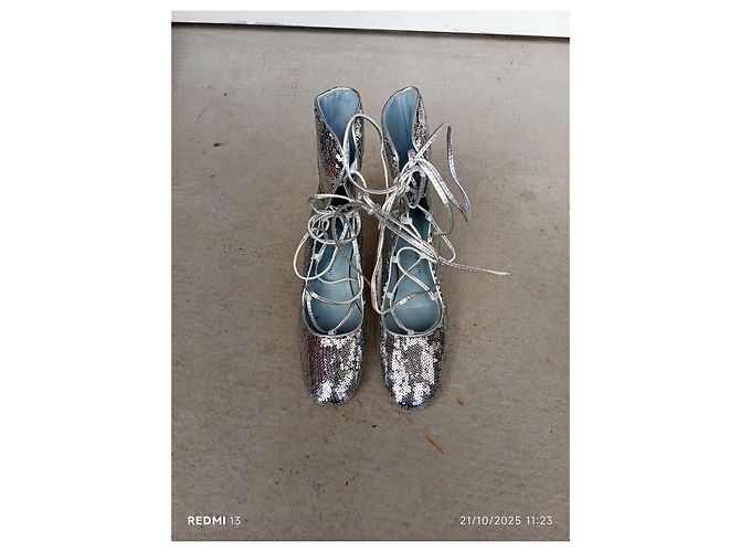 Chiara Ferragni silberne Glitzer-Stiefeletten - Ansicht 2