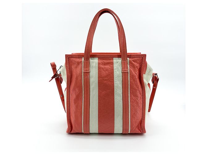 Balenciaga Bazar Borsa in Pelle Striata XS Bianco - vista 2