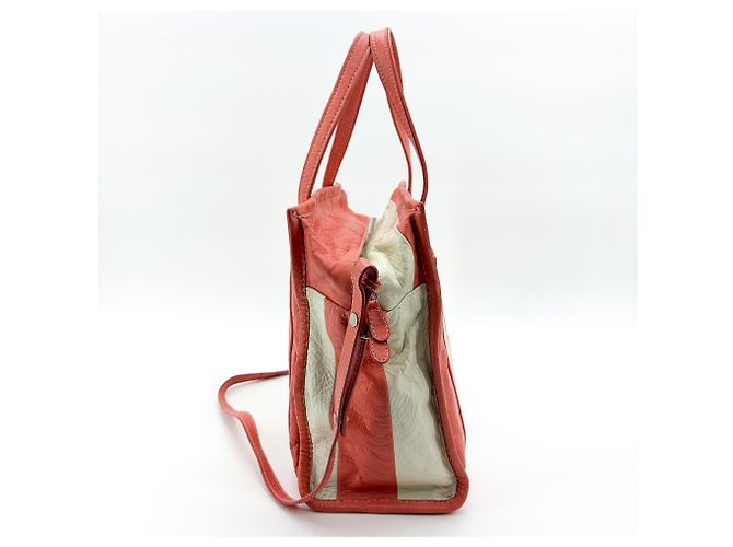 Balenciaga Bazar Borsa in Pelle Striata XS Bianco - vista 3