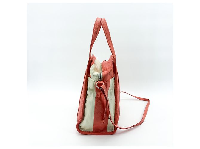 Balenciaga Bazar Borsa in Pelle Striata XS Bianco - vista 4