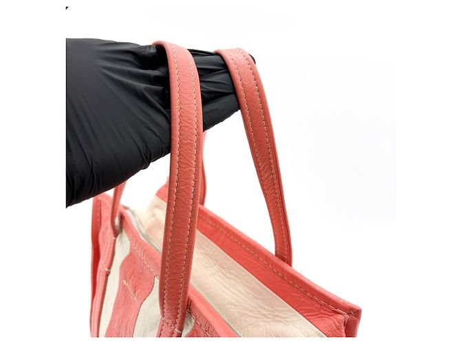 Balenciaga Bazar Borsa in Pelle Striata XS Bianco - vista 7