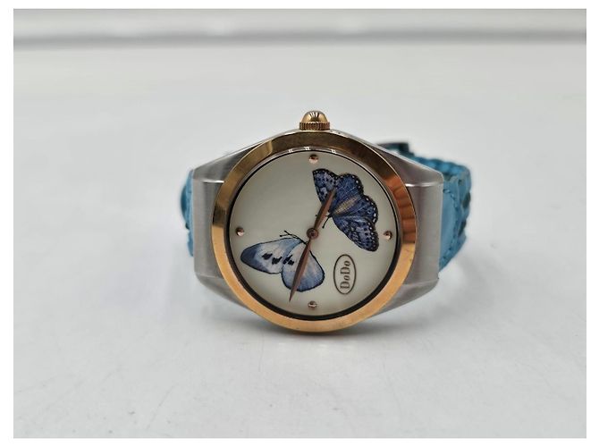 Autre Marque Relógio DoDo com borboletas Azul Dourado - vista 6