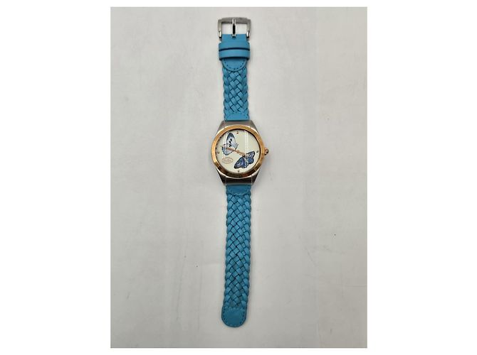 Autre Marque Relógio DoDo com borboletas Azul Dourado - vista 8