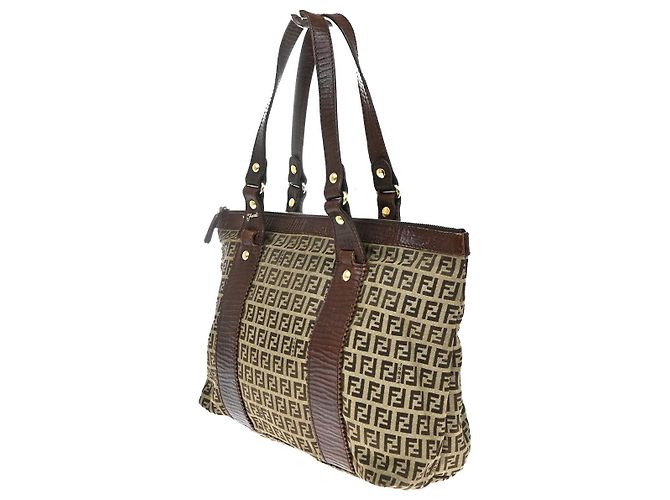 Fendi Open Zucchino Canvas Small Beige - vista 3