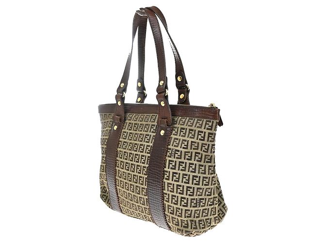 Fendi Open Zucchino Canvas Small Beige - vista 4