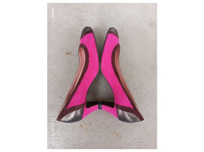 Marc Jacobs rosa Pumps aus Cord und Wildleder Braun Pink Metallisch - Ansicht 8