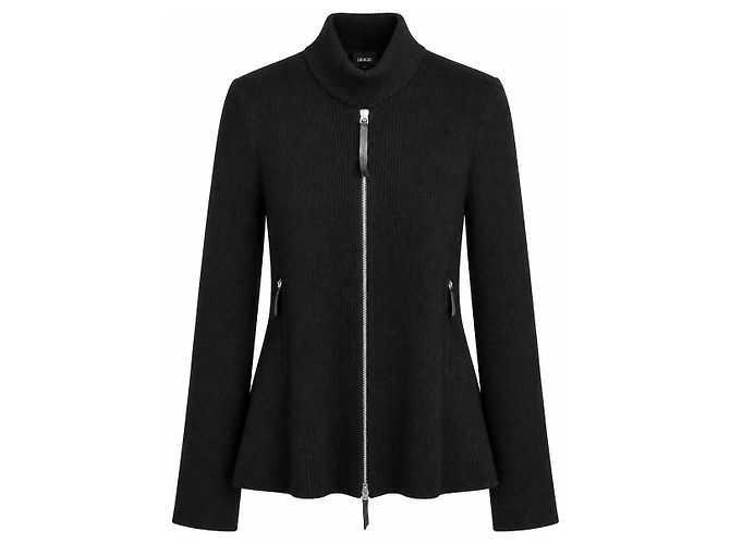 Giorgio Armani Kaschmir-Mix Rippstrick-Jacke mit Reißverschluss Schwarz - Ansicht 11