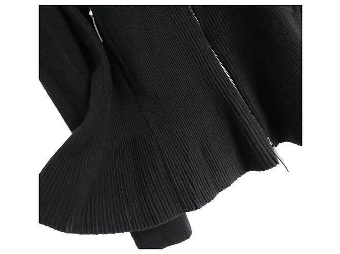 Giorgio Armani Kaschmir-Mix Rippstrick-Jacke mit Reißverschluss Schwarz - Ansicht 2