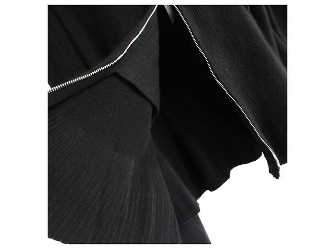 Giorgio Armani Kaschmir-Mix Rippstrick-Jacke mit Reißverschluss Schwarz - Ansicht 4