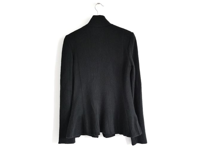 Giorgio Armani Kaschmir-Mix Rippstrick-Jacke mit Reißverschluss Schwarz - Ansicht 5