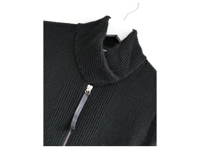 Giorgio Armani Kaschmir-Mix Rippstrick-Jacke mit Reißverschluss Schwarz - Ansicht 8