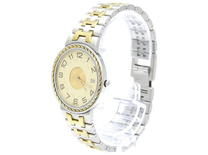 Hermès HERMES Sellier Damenarmbanduhr aus vergoldetem Stahl Quartz - Ansicht 2